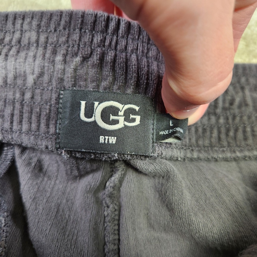 Ugg Pants Women Large Chunky Cotton Sweatpants Gray Corduroy Elastic Waist - Picture 3 of 11